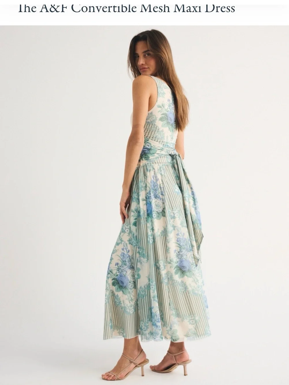 Abercrombie & Fitch Cream Maxi Dress with Teal Floral Print